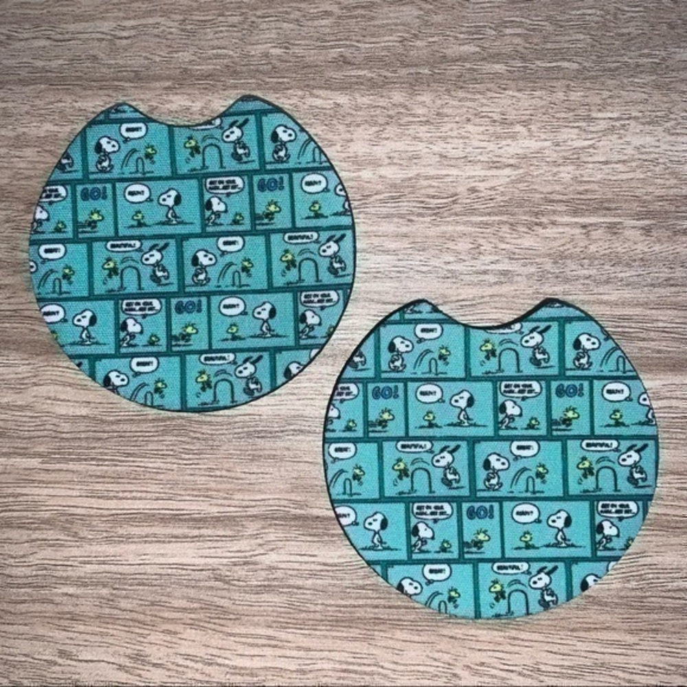 Peanuts Snoopy Woodstock car coasters 2pack new